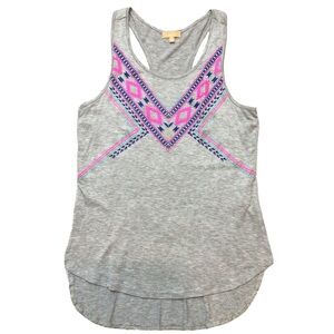 Takara Womens Gray Aztec Print Racerback Tank Top